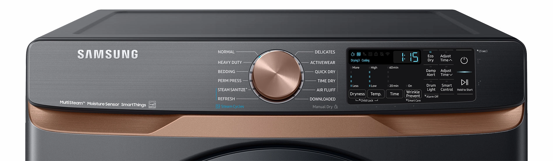 Samsung Black Stainless Steel Front Load Dryer with Steam Sanitize (7.5cu.ft.) - DVE50BG8300VAC