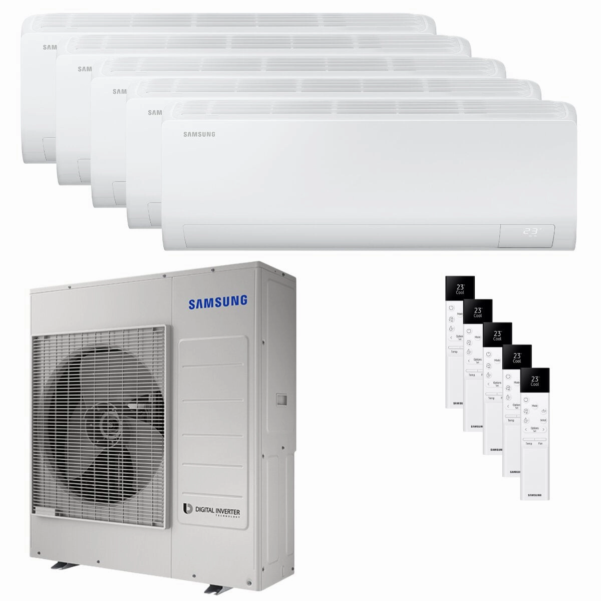Samsung Cebu S2 penta split air conditioner 7000 7000 7000 7000 12000 BTU inverter A   wifi external unit 10 kW