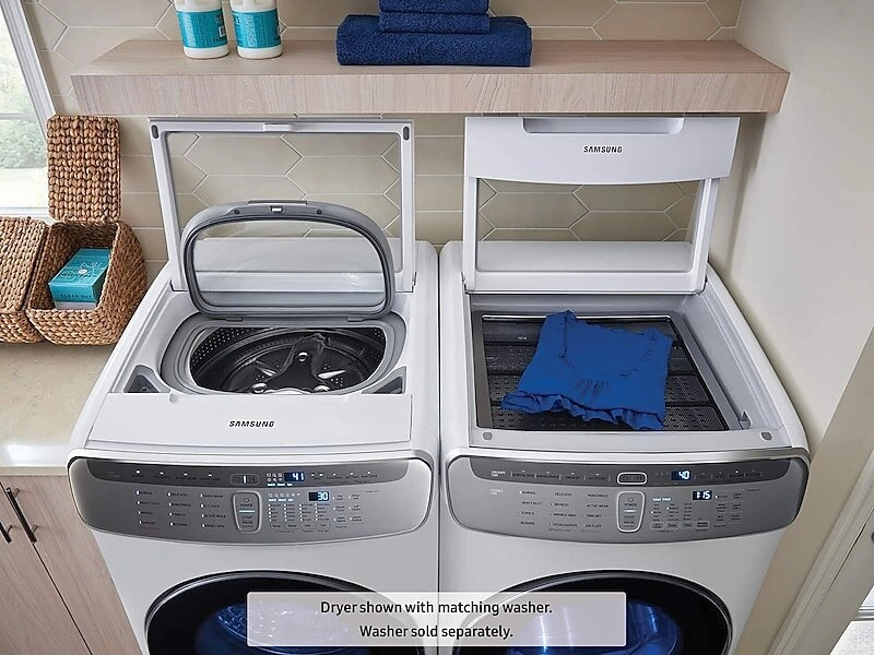 Samsung DVE60M9900W 7.5 Cu. Ft. Smart Electric Dryer With Flexdry&#8482; In White