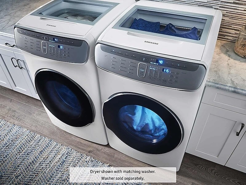 Samsung DVE60M9900W 7.5 Cu. Ft. Smart Electric Dryer With Flexdry&#8482; In White