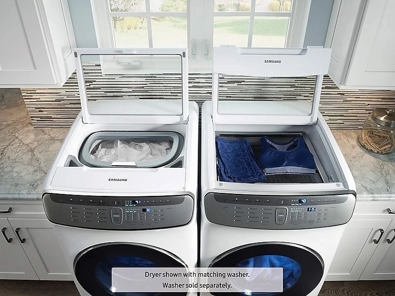 Samsung DVE60M9900W 7.5 Cu. Ft. Smart Electric Dryer With Flexdry&#8482; In White