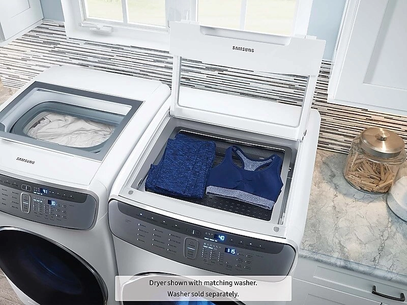 Samsung DVE60M9900W 7.5 Cu. Ft. Smart Electric Dryer With Flexdry&#8482; In White