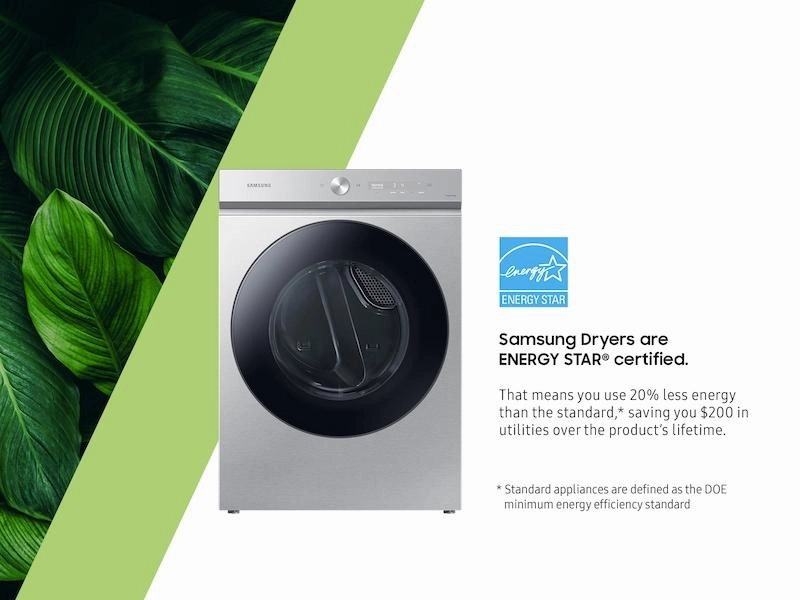 Samsung DVG53BB8700T Bespoke 7.6 Cu. Ft. Ultra Capacity Gas Dryer With Super Speed Dry And Ai Smart Dial In Silver Steel