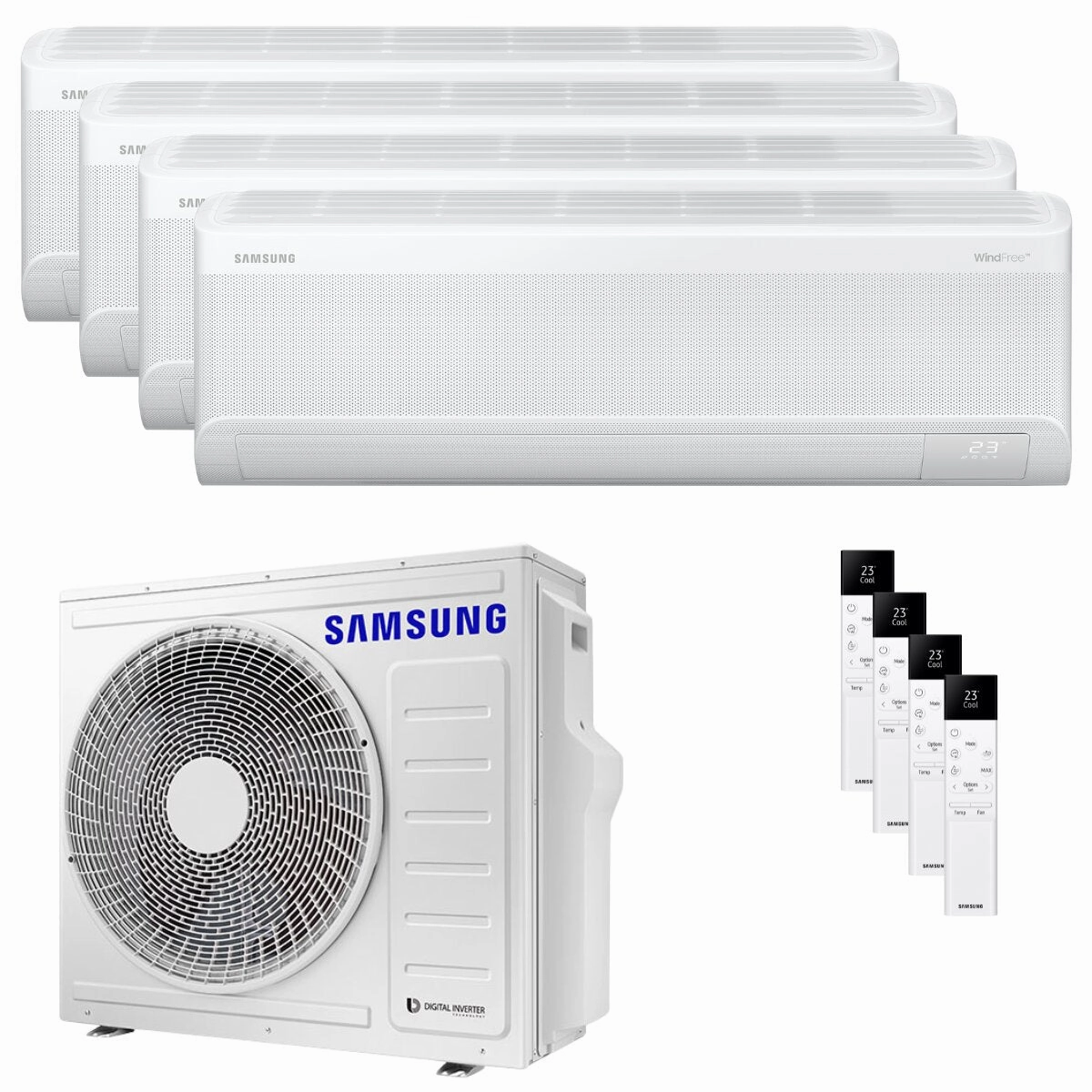 Samsung Windfree Avant S2 Quadri Split Air Conditioner 7000 9000 9000 9000 BTU Inverter A   Wifi External Unit 8 kW