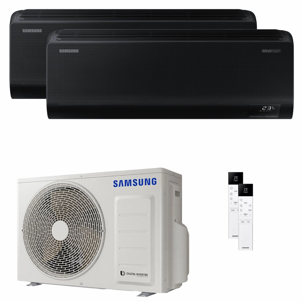 Samsung Windfree Black dual split 7000 12000 BTU inverter A    wifi air conditioner 4 kW external unit