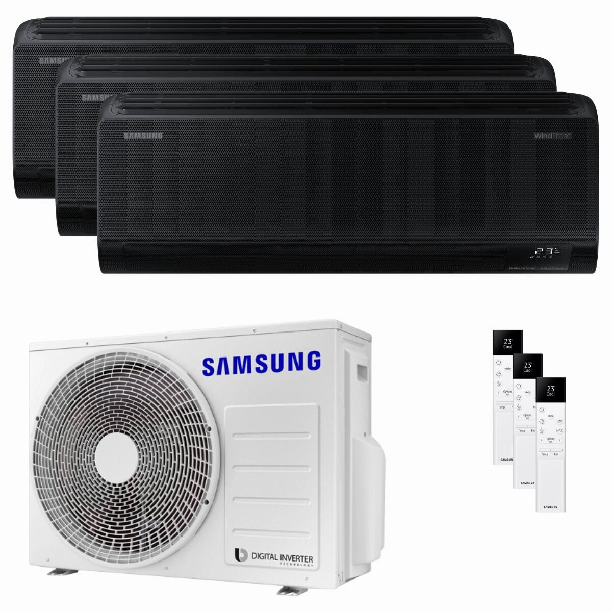 Samsung Windfree Black trial split air conditioner 7000 7000 7000 BTU inverter A   wifi external unit 5.2 kW