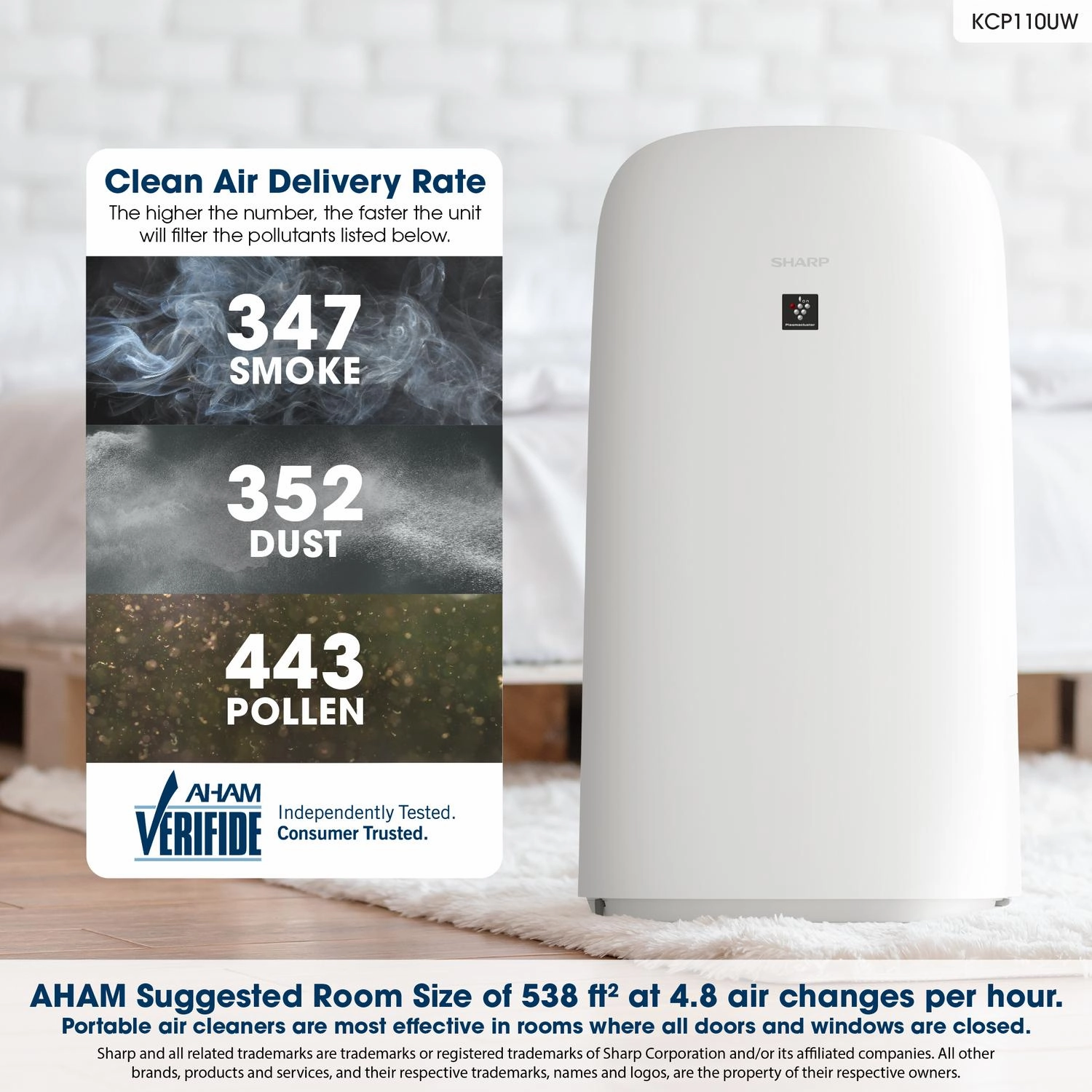 Sharp KCP110UW Sharp Smart Plasmacluster Ion Air Purifier With True Hepa   Humidifier For Extra Large Rooms