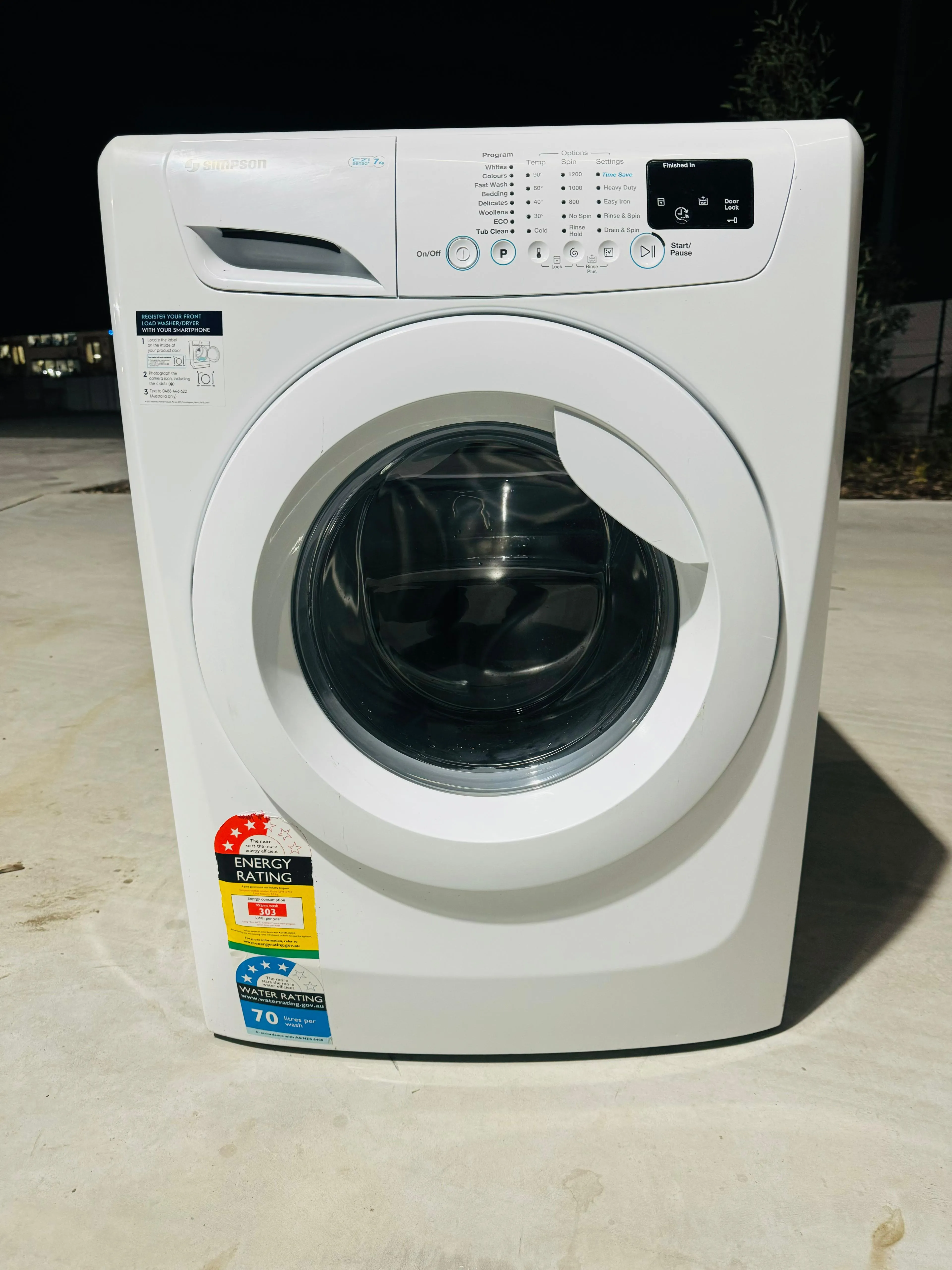 SIMPSON 7KGS  FRONT LOADER WASHINGMACHINE