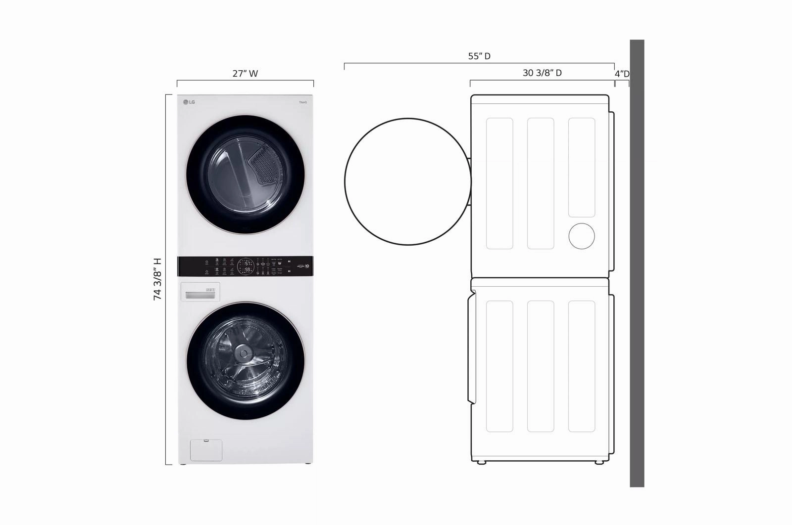 Single Unit Front Load LG WashTower(TM) with Center Control(TM) 4.5 cu. ft. Washer and 7.4 cu. ft. Gas Dryer - (WKG101HWA)