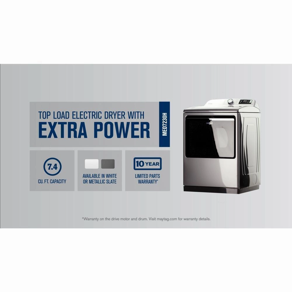 Smart Top Load Electric Dryer with Extra Power - 7.4 cu. ft. - (MED7230HC)