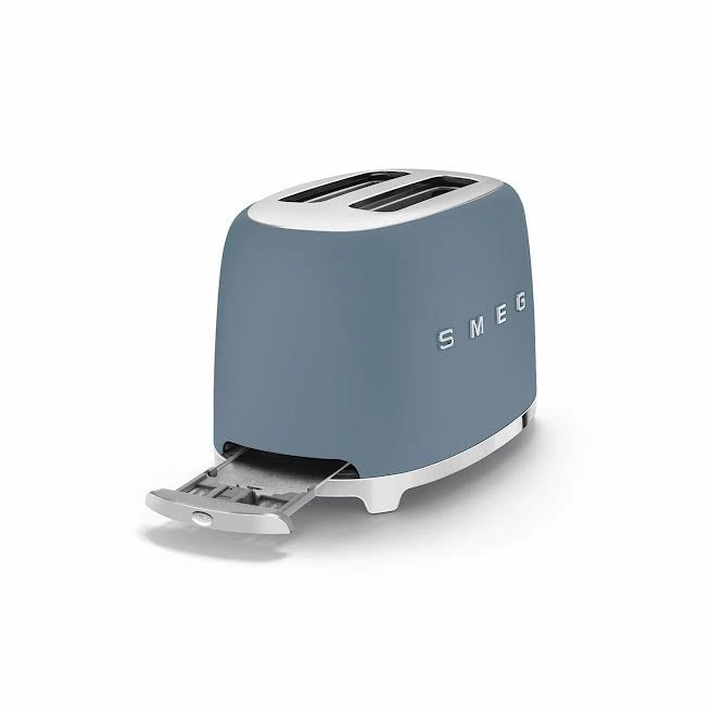 Smeg Retro 2 Slice Matte Toaster Storm Blue