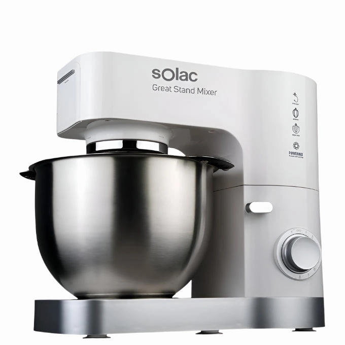 Solac Stand Mixer,5Lit, 1200Watts, Stainless Steel Pol, White