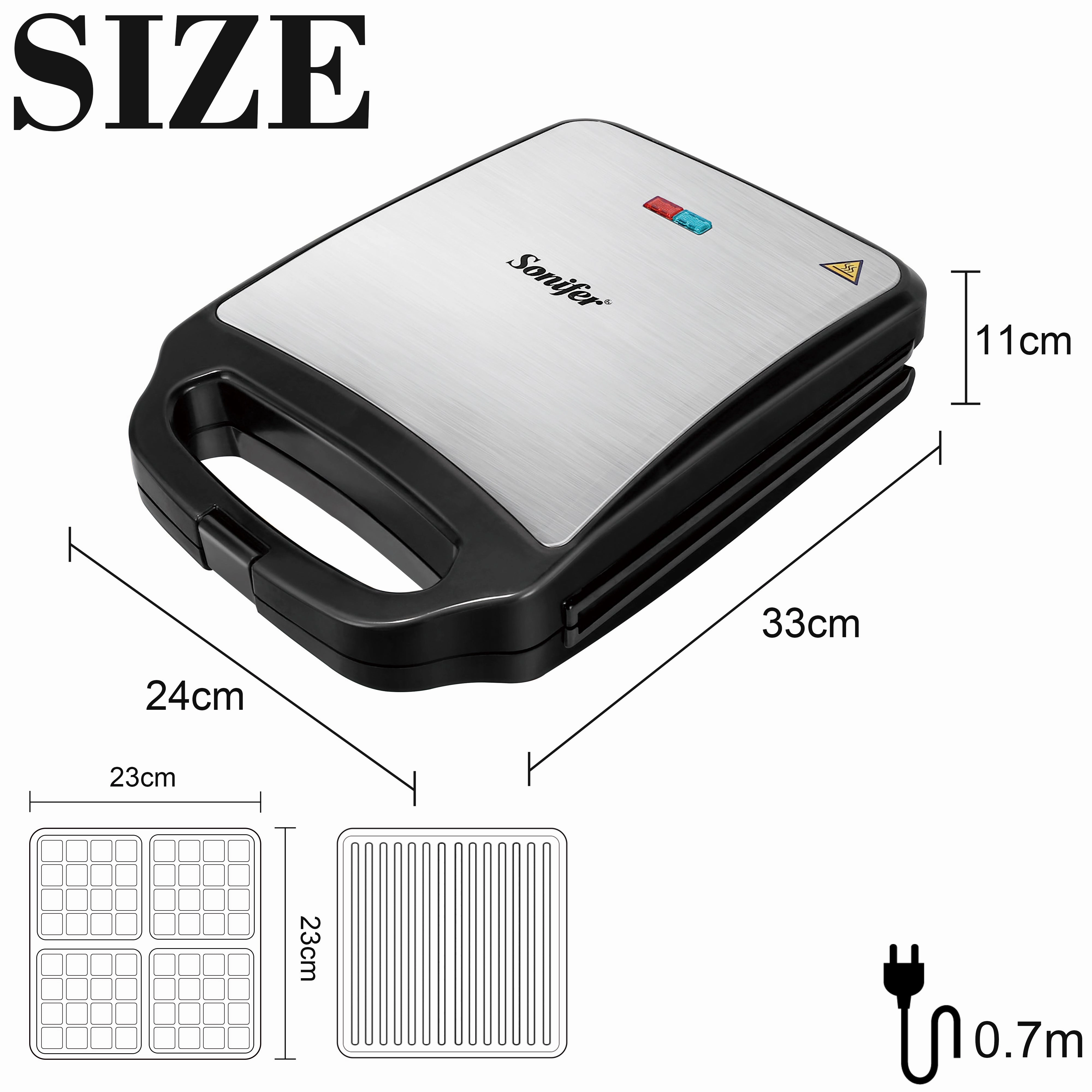 Sonifer 2-in-1 Grill &  Waffle Maker | Non-Stick Coating | 1200W | Easy  to Clean