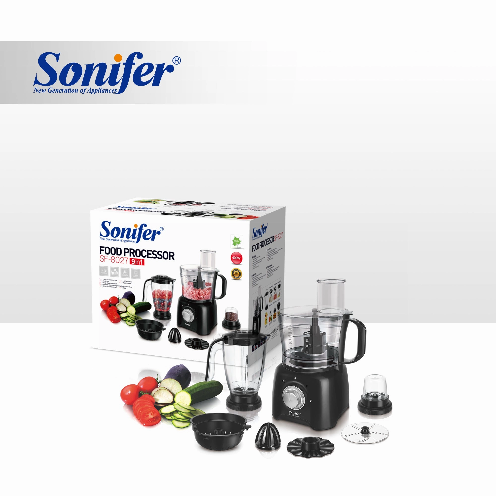 Sonifer Food Processor | 2 speeds   pulse | Safety lock system | Easy to clean