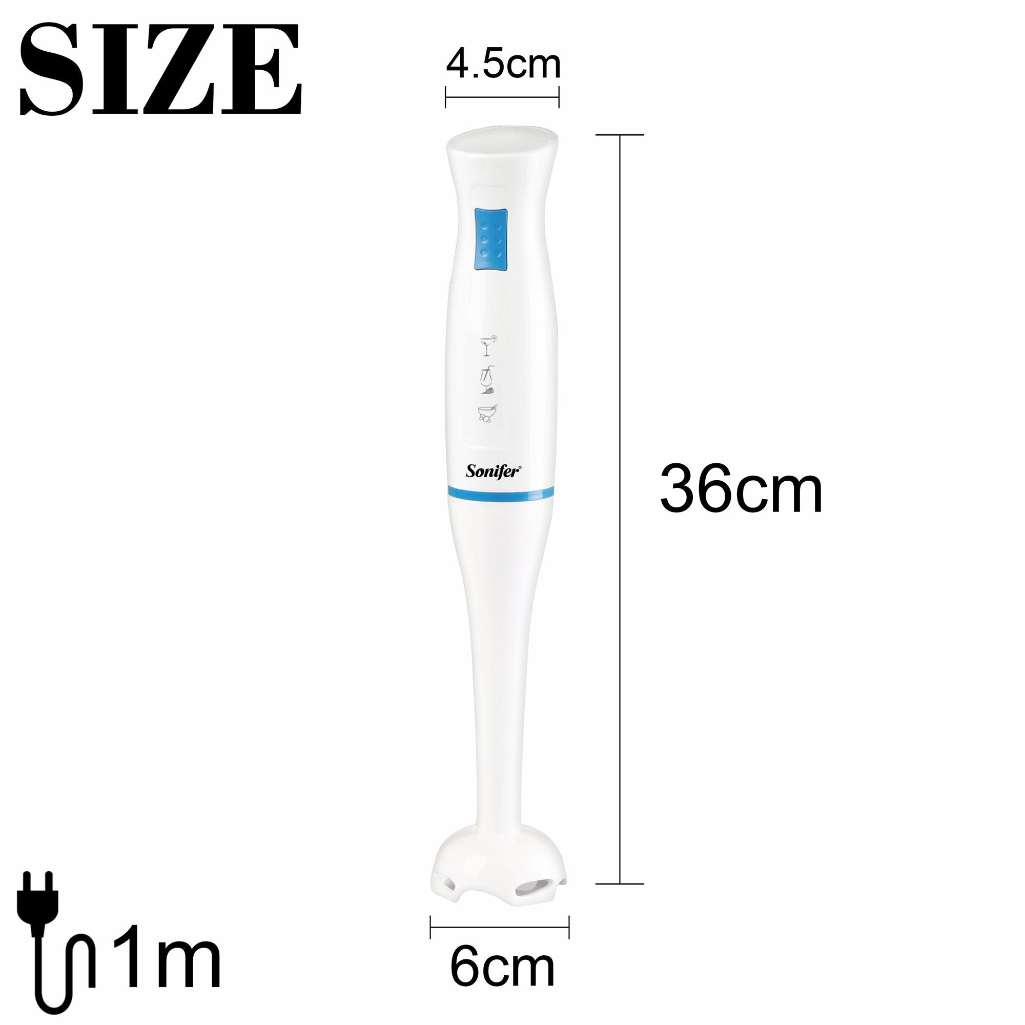 Sonifer Hand Blender | Stainless Steel Blade | Detachable Plastic Foot