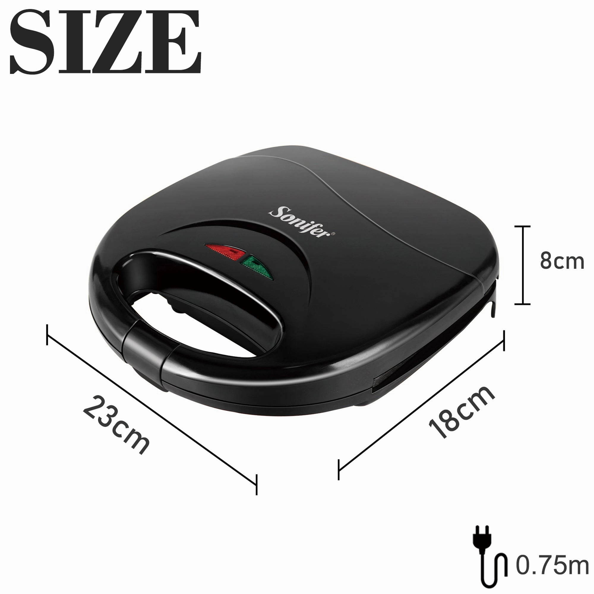 Sonifer Sandwich Maker | Teflon non-stick Coating | Two pilot Indicators lights | 750W