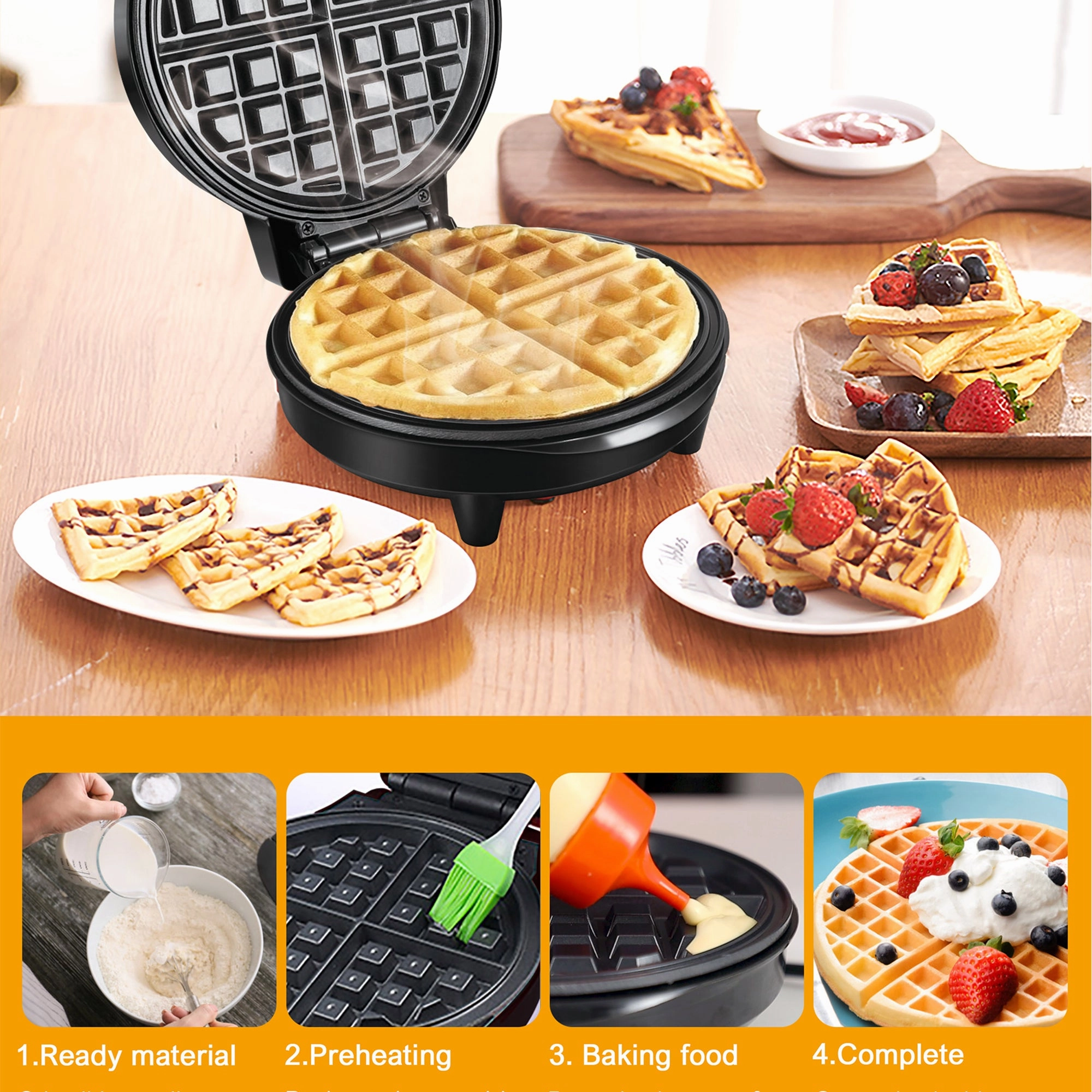 Sonifer Waffle Maker | Non-Stick Plate | Adjustable Temperature | 1000W