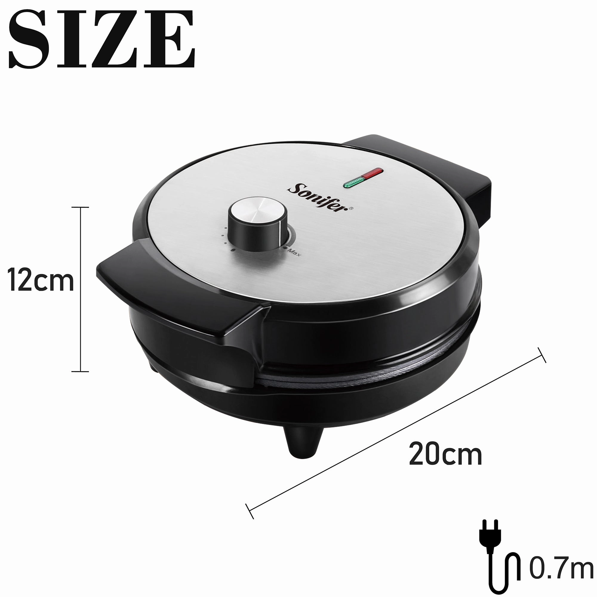 Sonifer Waffle Maker | Non-Stick Plate | Adjustable Temperature | 1000W