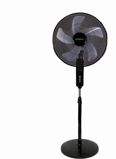 Stork Stand Fan 20Inch, 3Speeds, 5Blades, 70Watts, Remote Control, Black