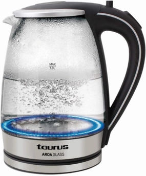 Taurus kettle Aroa Glass, 1.8Lit, 2200Watts, Stainless Steel