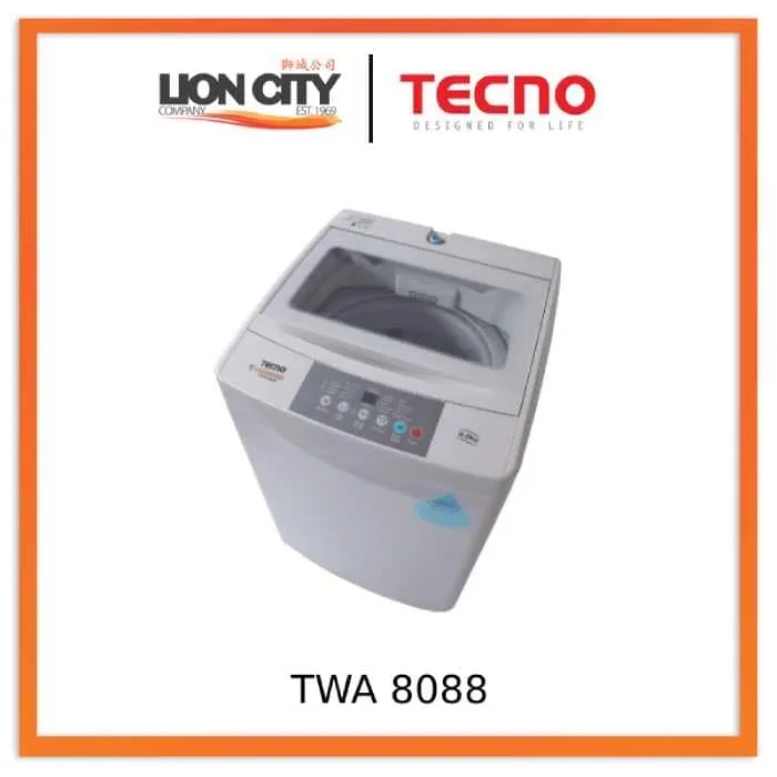 Tecno Uno TWA 8088 Washer Light Grey 8.0 kg, Full Auto