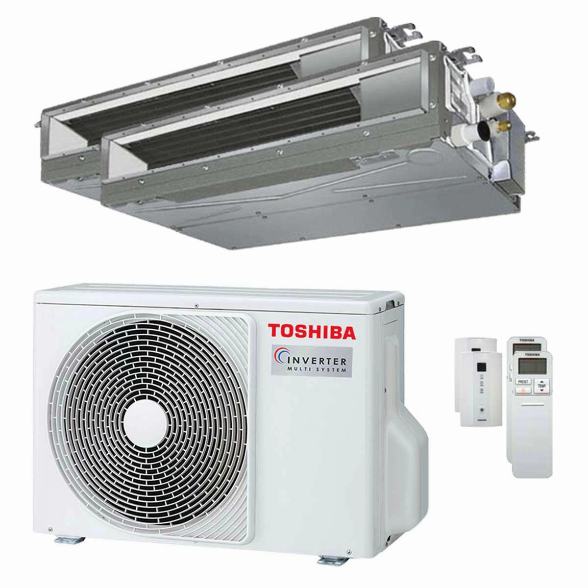 Toshiba ducted U2 dual split air conditioner 9000 12000 BTU inverter A   external unit 4.0 kW