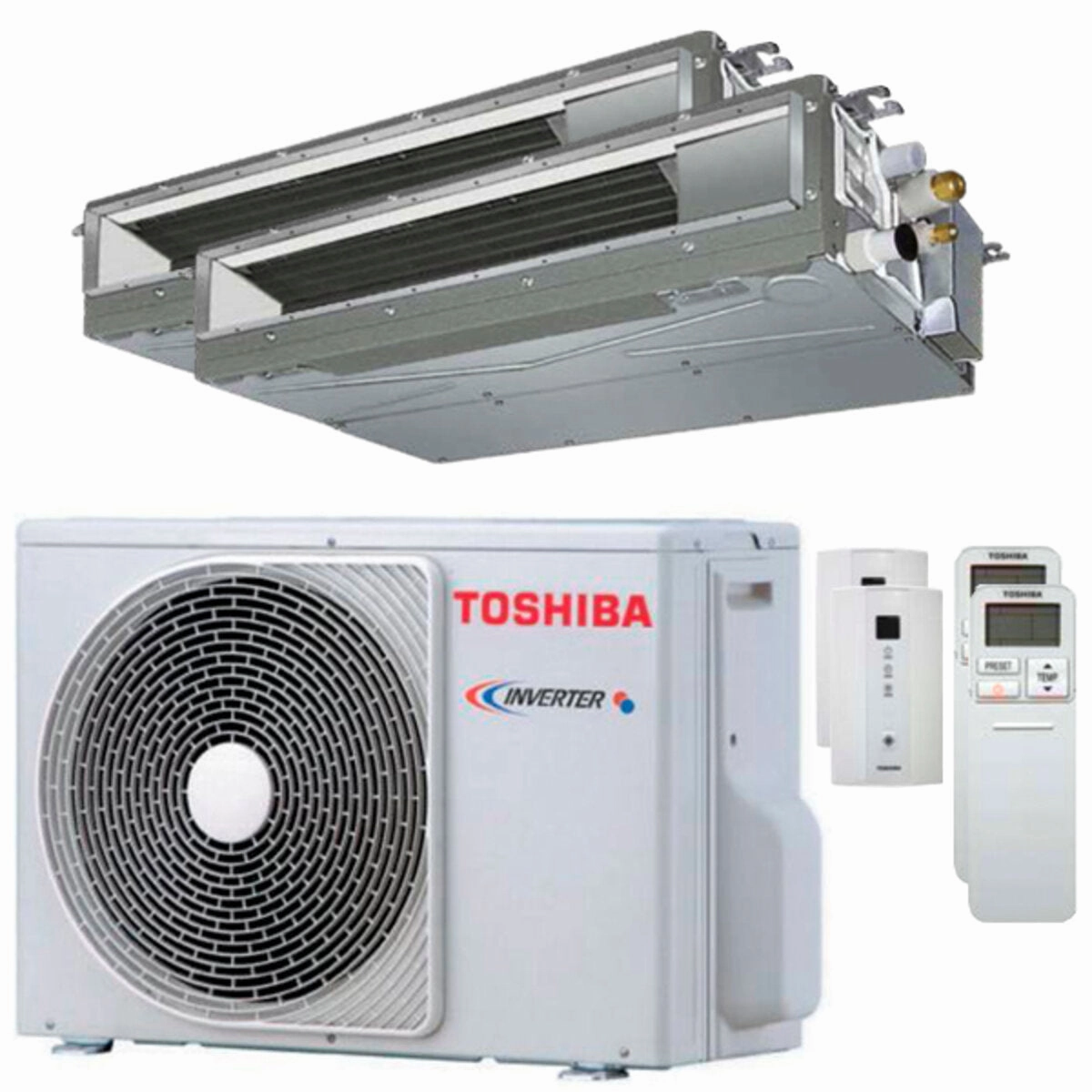 Toshiba ducted U2 dual split air conditioner 9000 9000 BTU inverter A   external unit 5.2 kW