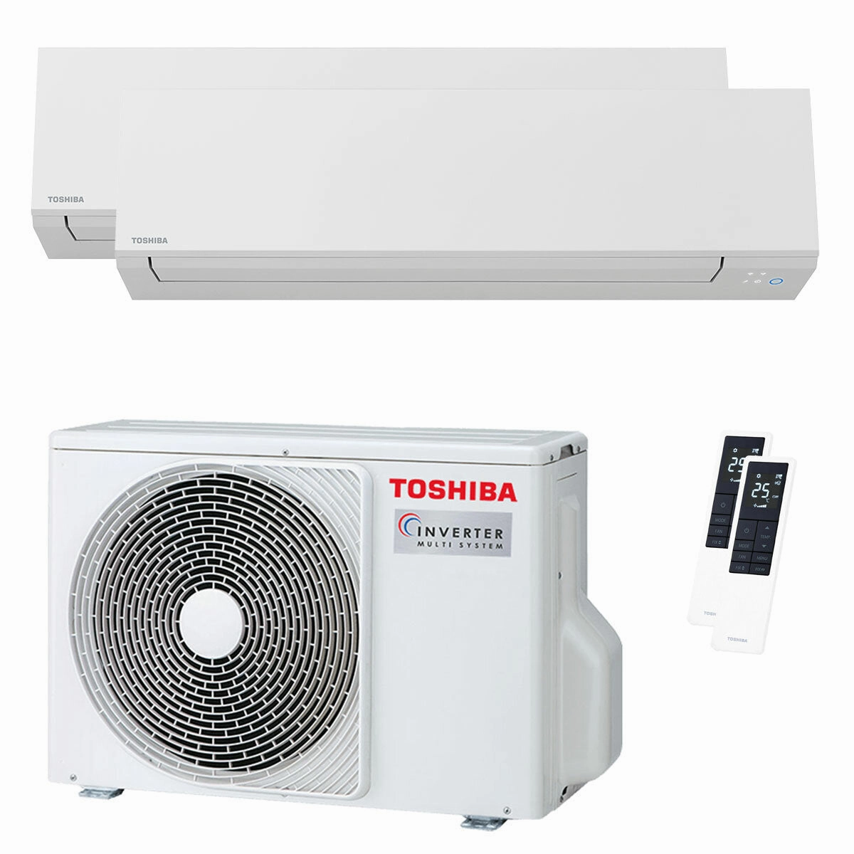 Toshiba SHORAI Edge White dual split air conditioner 5000 9000 BTU inverter A   wifi external unit 4 kW