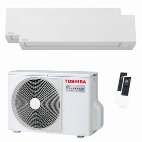 Toshiba SHORAI Edge White dual split air conditioner 5000 9000 BTU inverter A   wifi external unit 4 kW