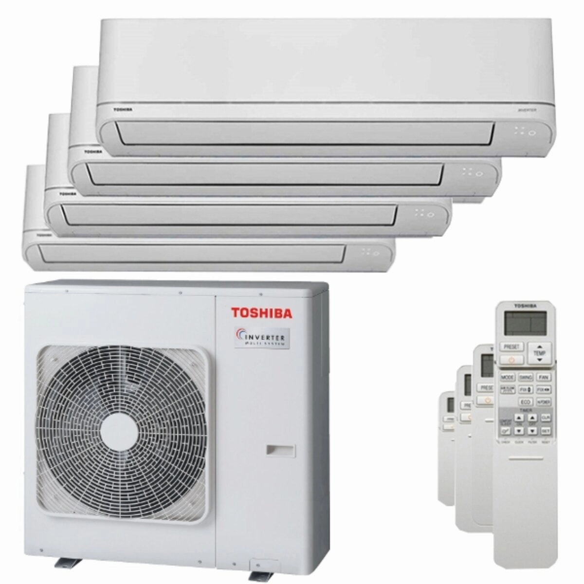 Toshiba Shorai R32 quadri split air conditioner 5000   5000   5000   5000 BTU inverter A   outdoor unit 8.0 kW