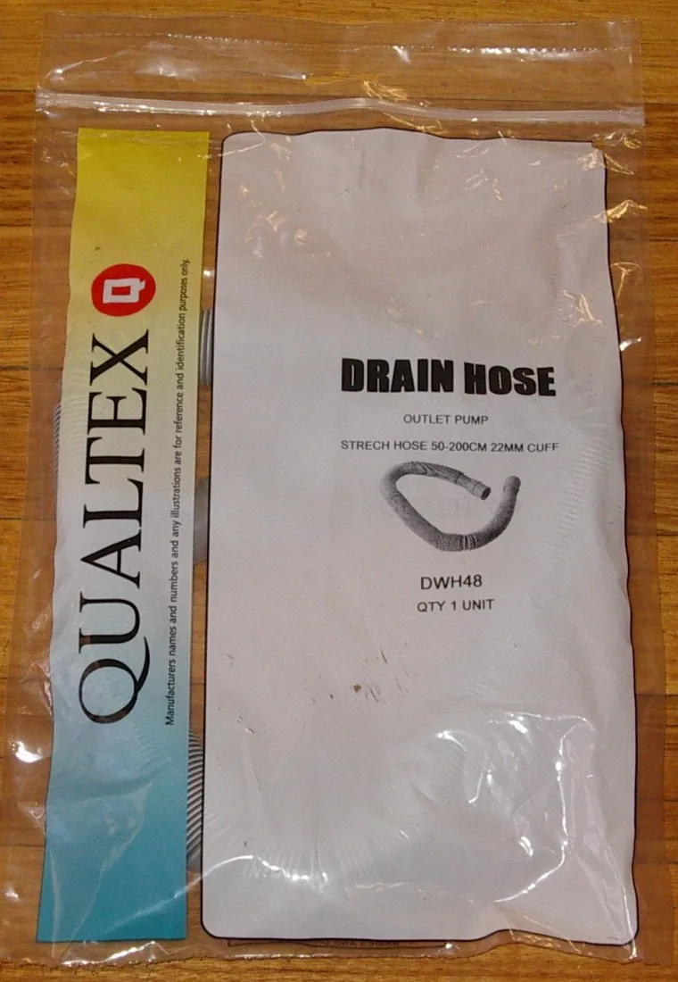Universal 2.0metre Stretch Outlet Hose with 19mm & 22mm Ends - Part # DWH48
