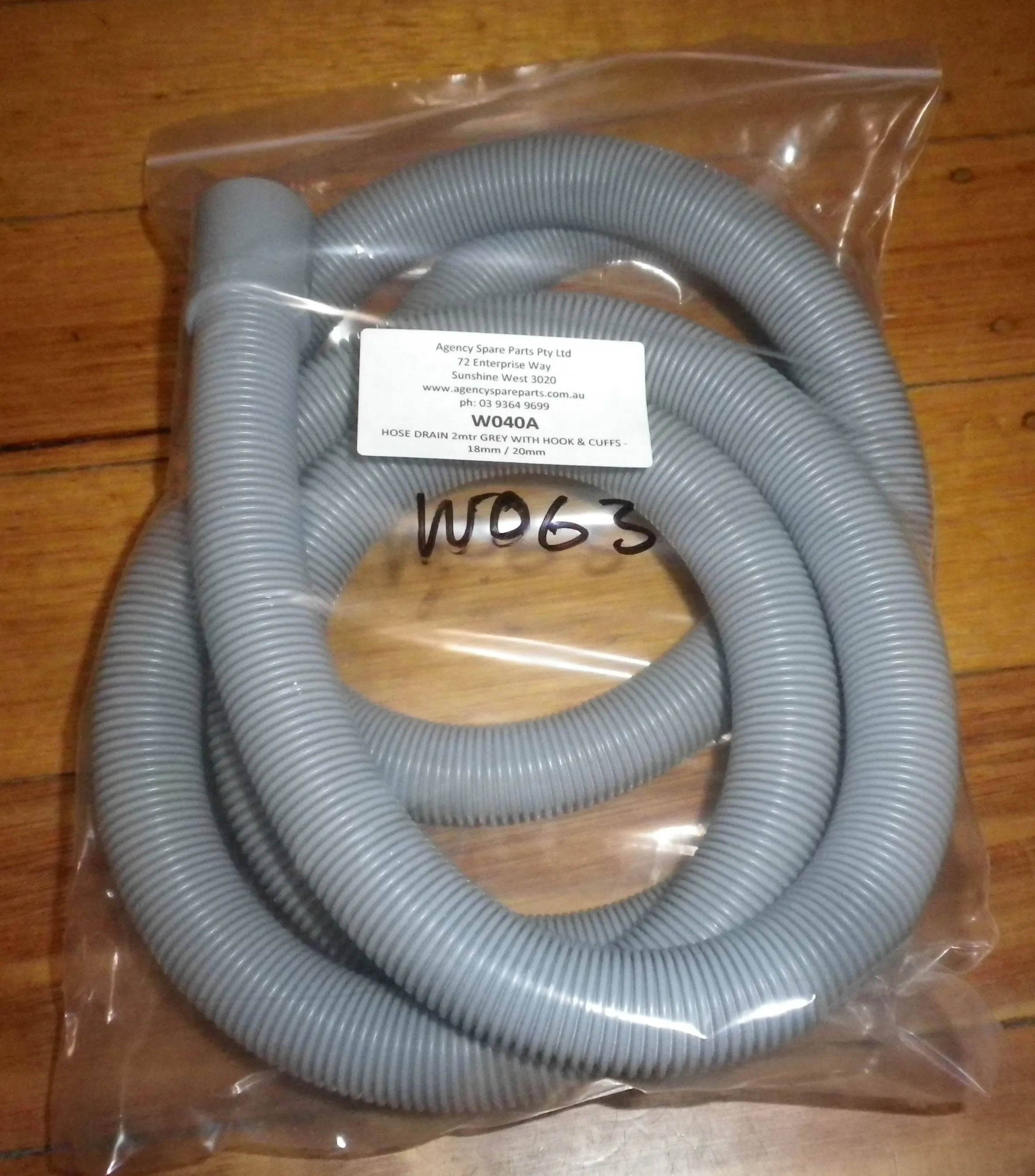 Universal 2.0mtr x 19mm Dishwasher Outlet Hose with 21mm Ends. Part # W063
