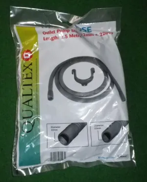 Universal 2.5metre Dishwasher Outlet Hose with 22mm Straight Ends - Part # DWH47
