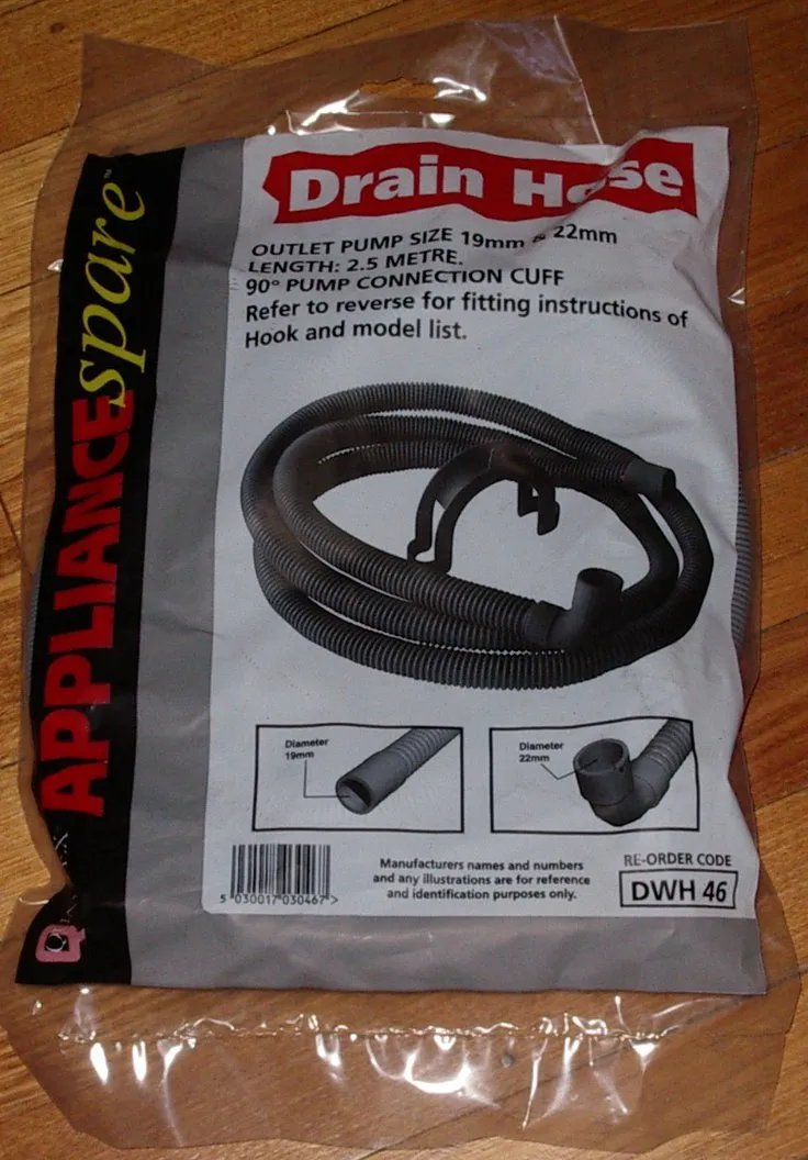 Universal 2.5mtr Dishwasher Outlet Hose with Rightangled End. - Part # DWH046