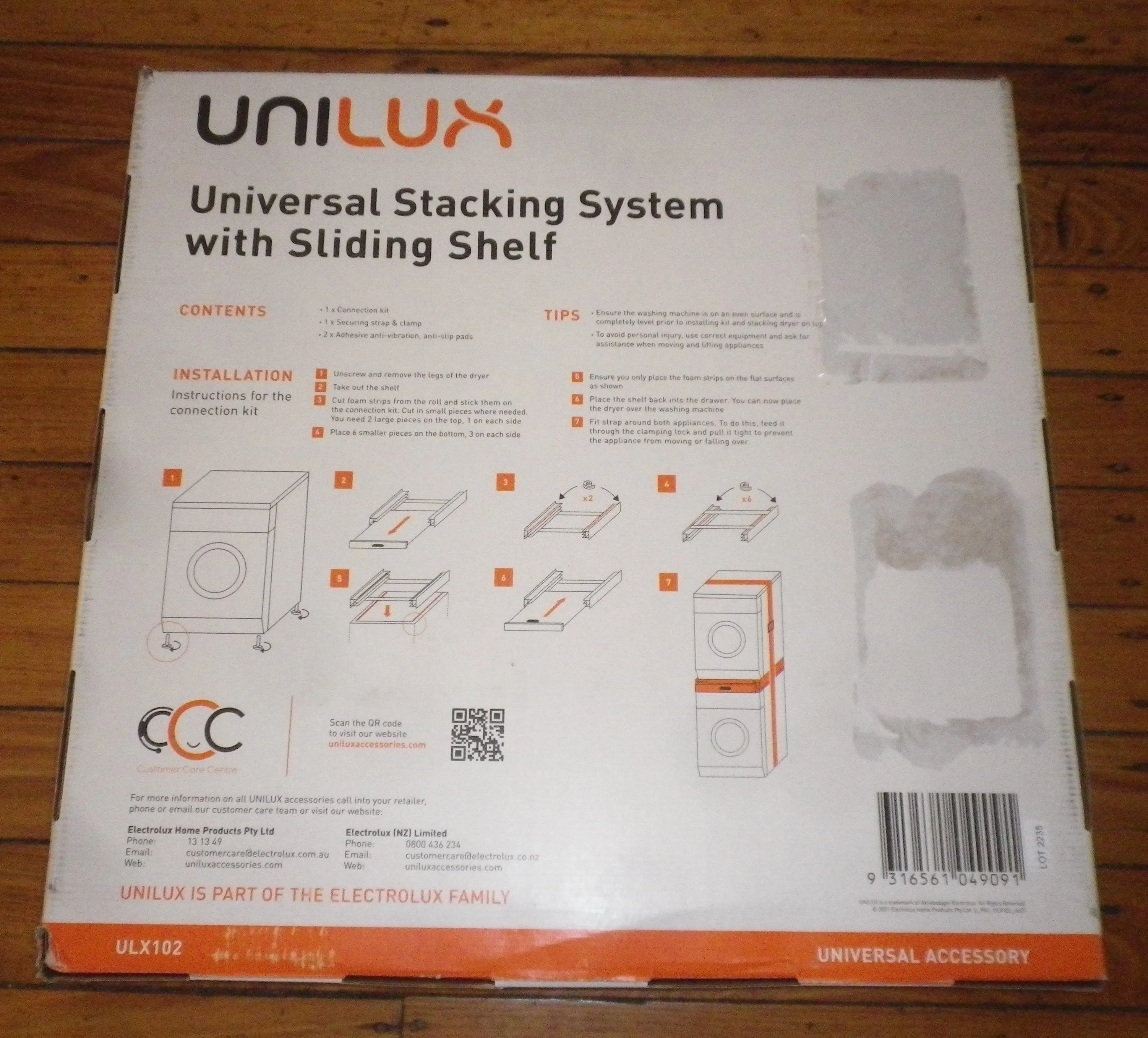 Universal Unilux Washer - Dryer Stacking Kit with Slideout Shelf - Part # ULX102