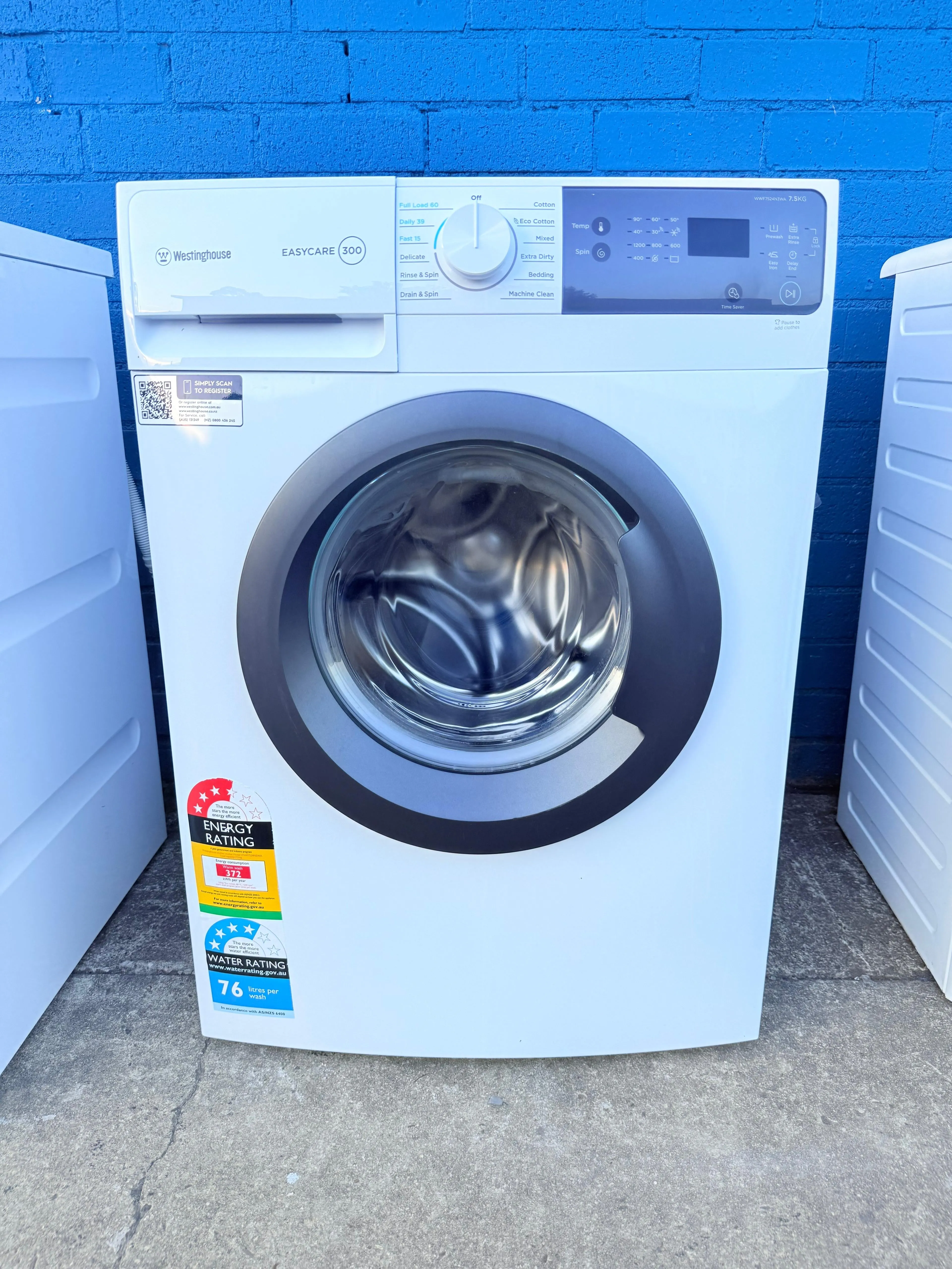**WESTINGHOUSE 7.5KGS FRONT LOADER WASHING MACHINE**