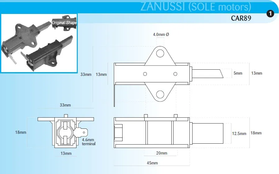 Whirlpool, Electrolux, Zanussi Front Loader Carbon Motor Brushes - Part # CAR89