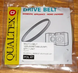 Whirlpool Front Loader Washing Machine Drum Belt # POL67, EL1250J5, 5J1250EL