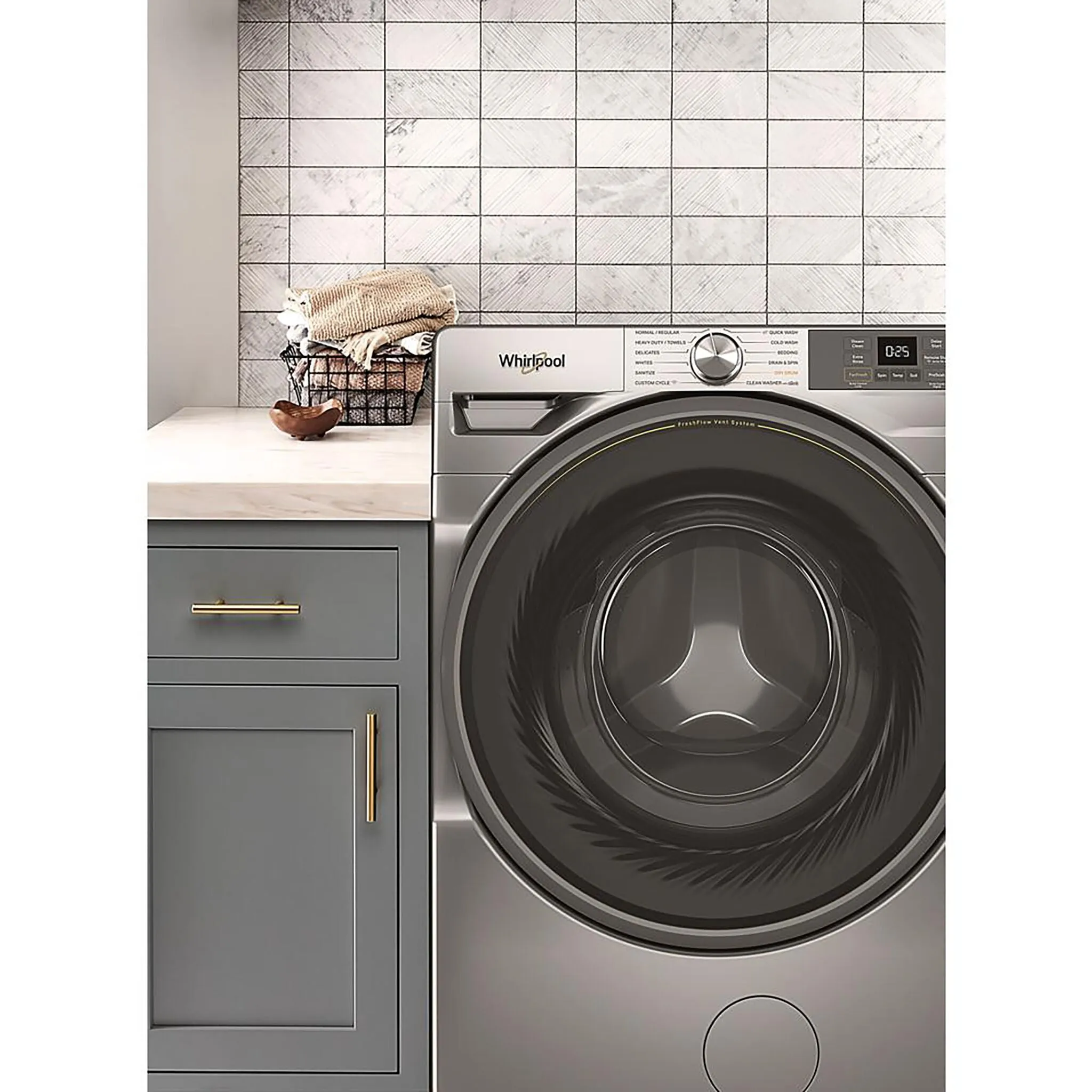 Whirlpool Radiant Silver Front-Load Washer with FreshFlow Vent System (5.2 Cu.Ft.) - WFW5720RR