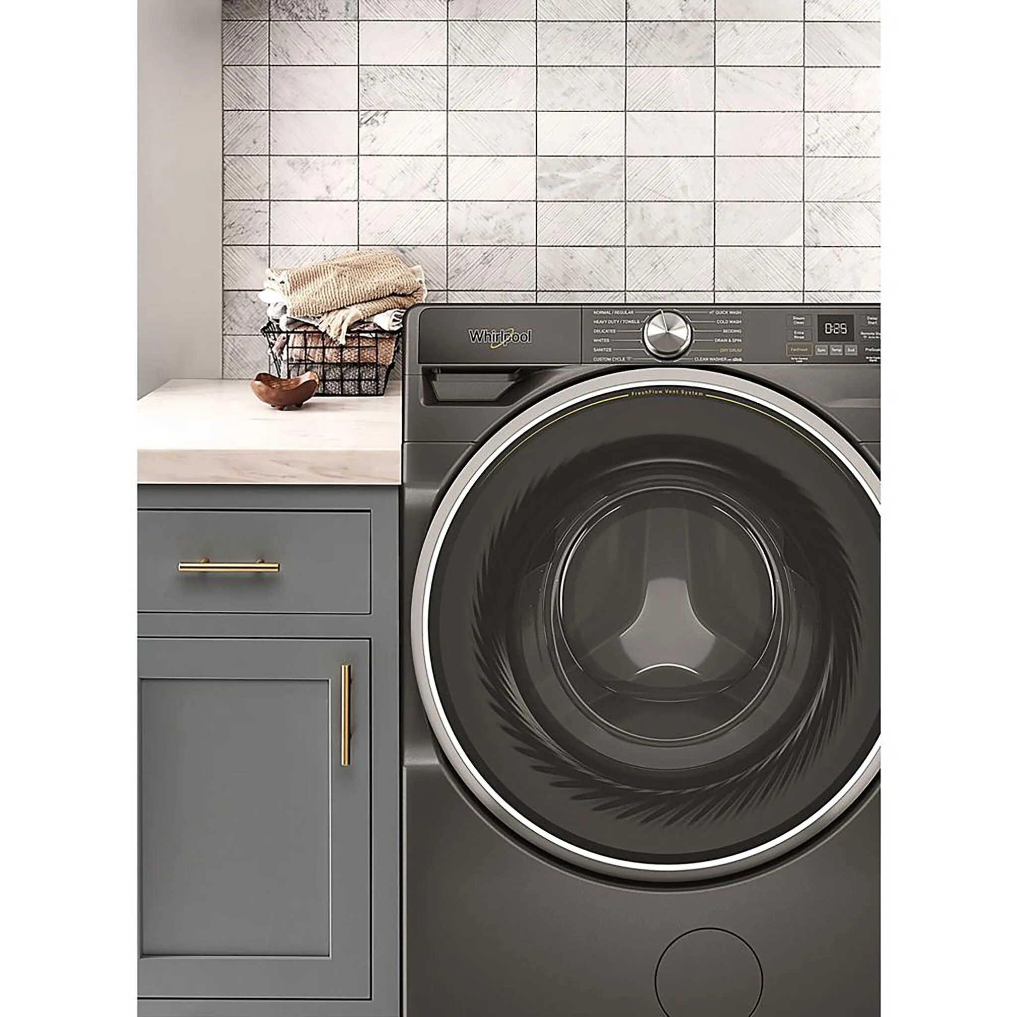 Whirlpool Volcano Black Front-Load Washer with FreshFlow Vent System (5.2 Cu.Ft.) - WFW5720RU