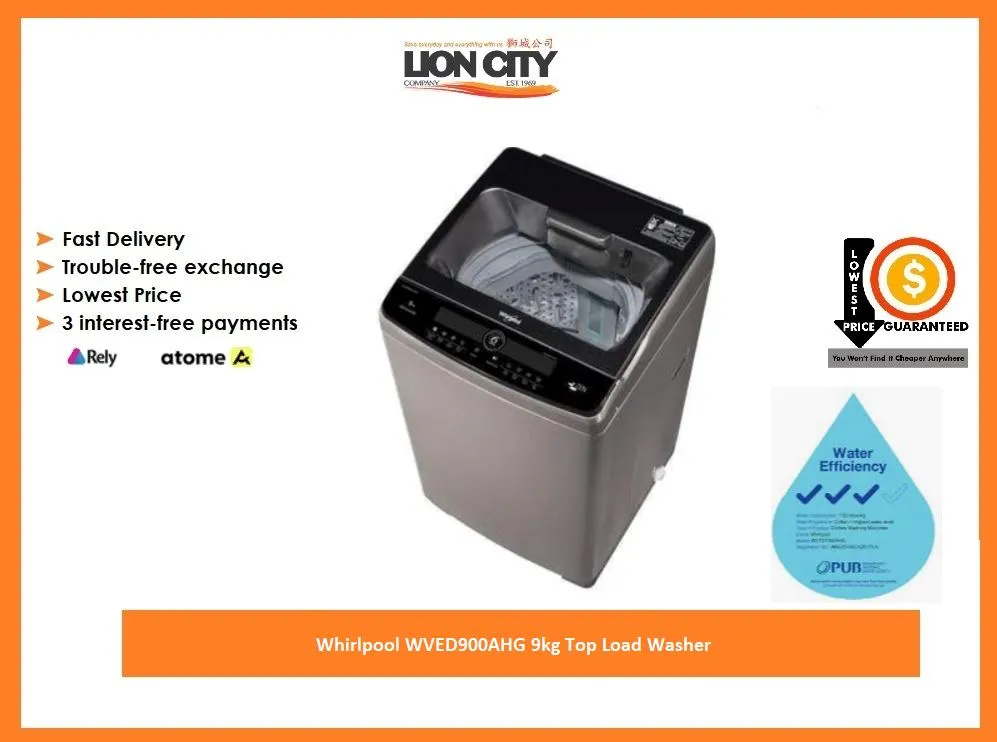 Whirlpool WVED900AHG 9kg Top Load Washer
