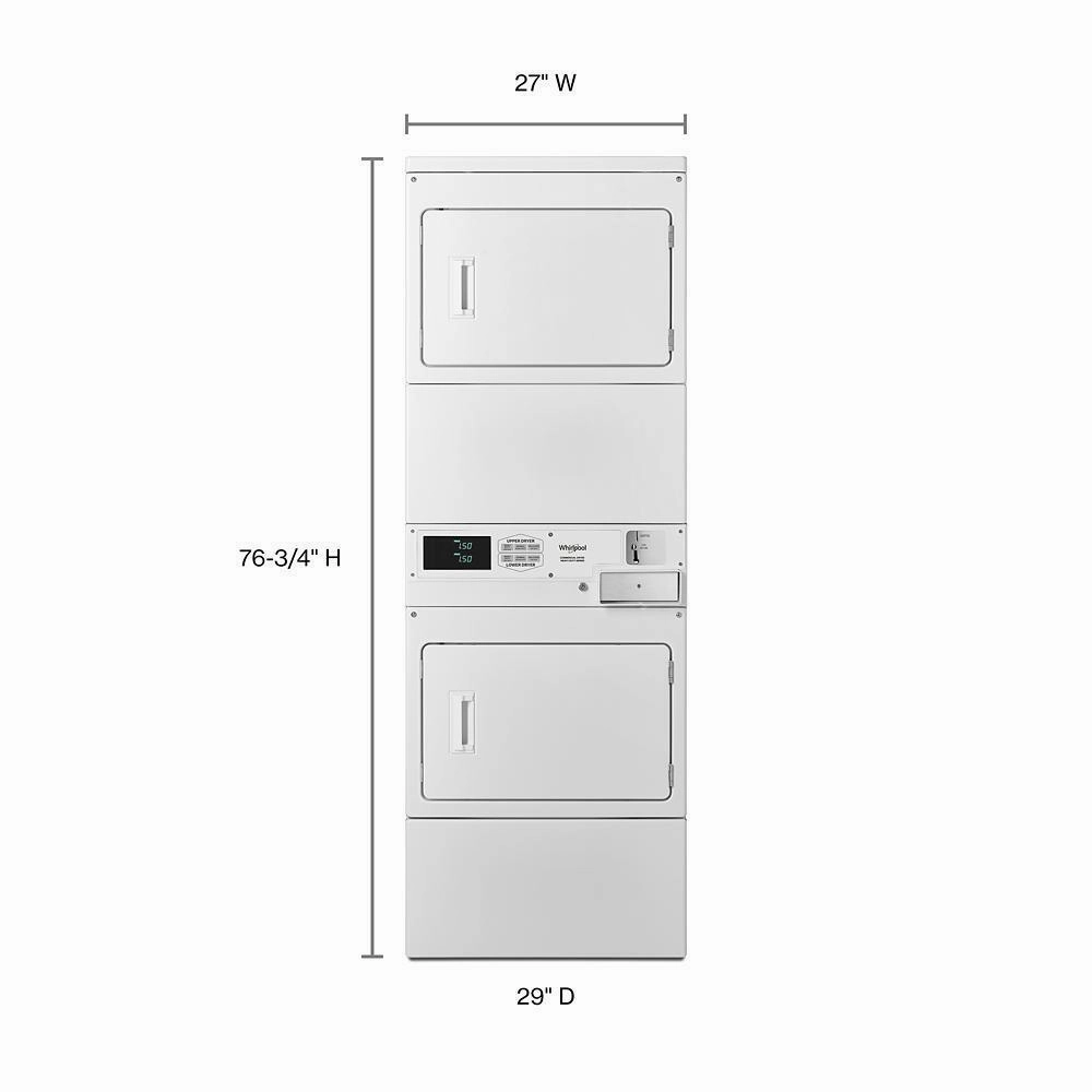 Whirlpool CGSP2958JQ Commercial Gas Stack Dryer With Factory-Installed Coin Drop And Coin Box