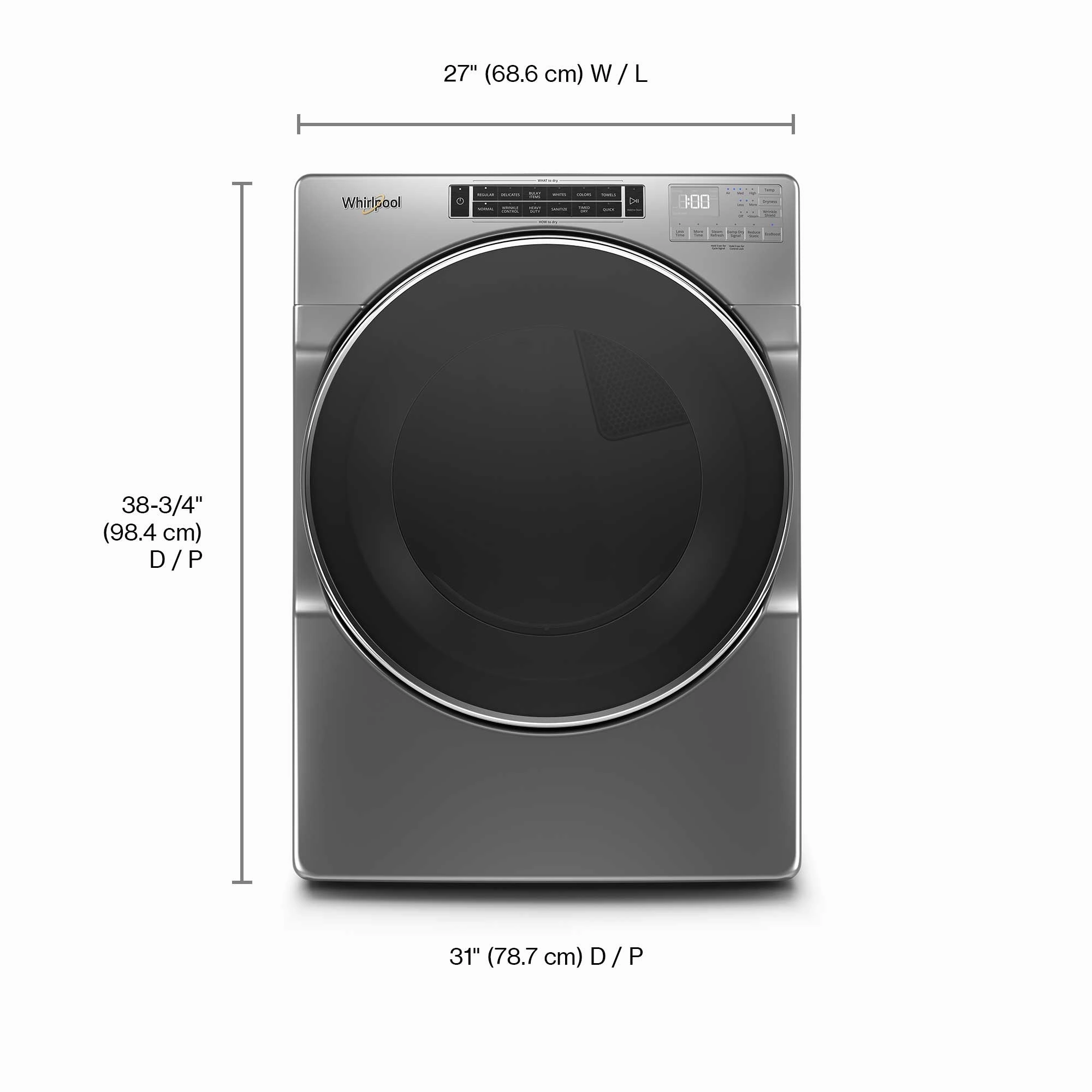 Whirlpool Chrome Shadow Front Load Electrical Dryer (7.4 cu.ft.) - YWED8620HC