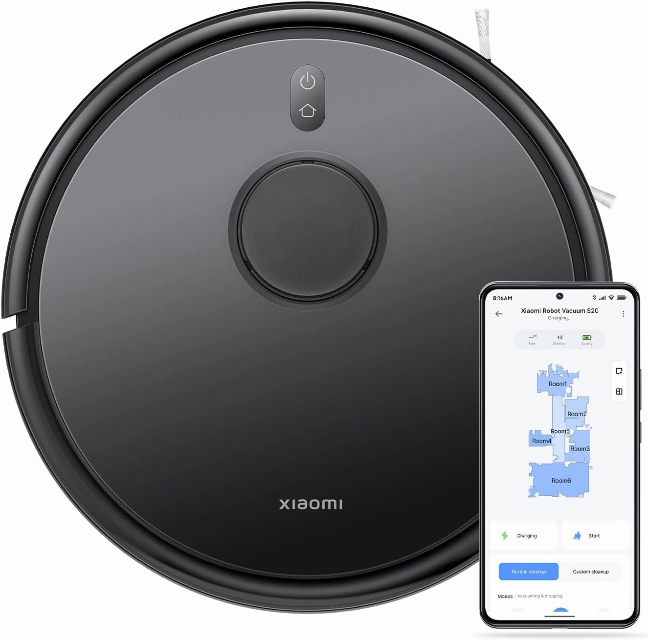 Xiaomi Robot Vacuum S20 Black, 2000 Watts, 3 Functions, 6000 Pa